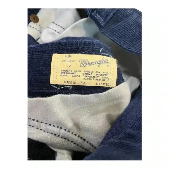 Vintage boys blue corduroy regular Wrangler jeans pants -12 - Picture 3 of 6